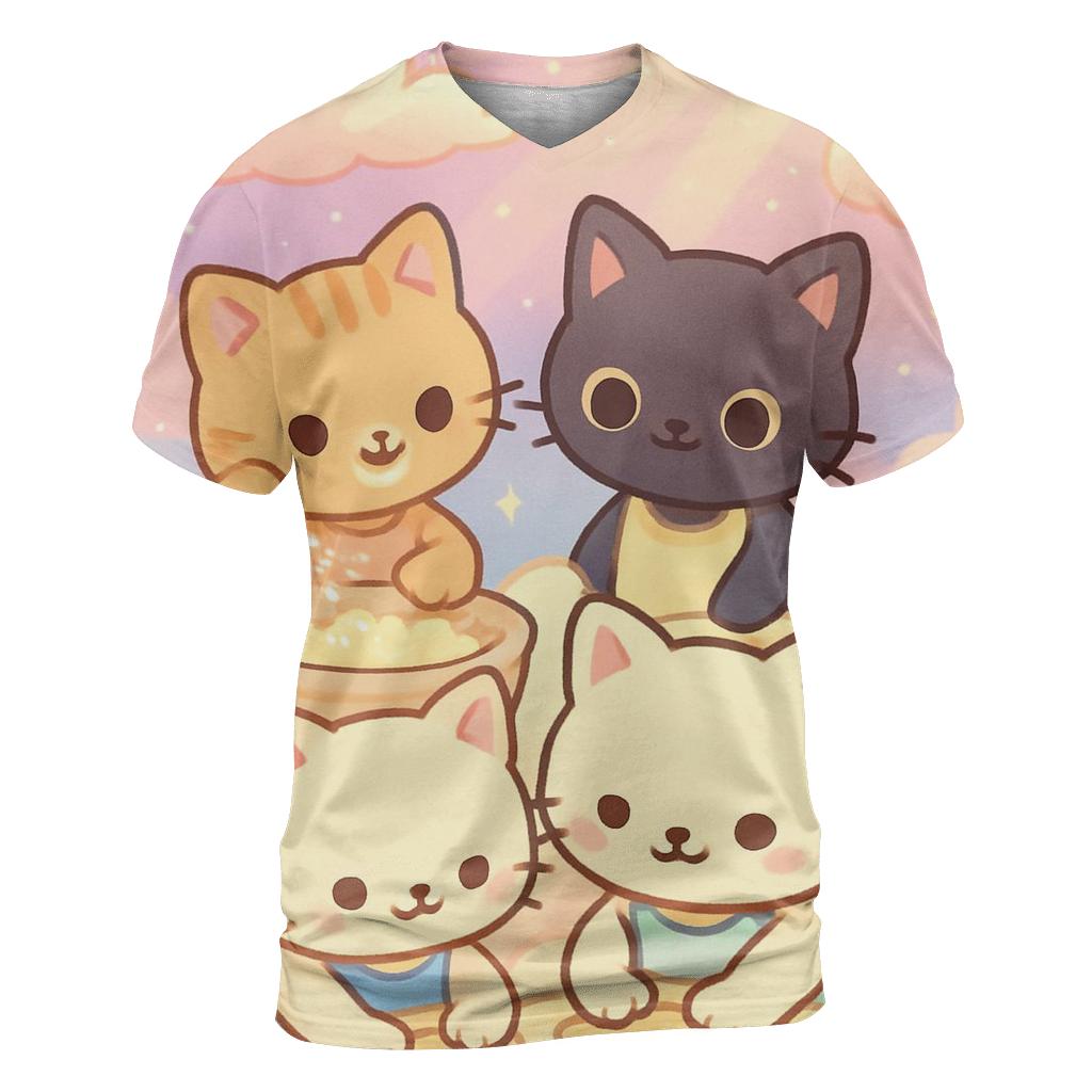 Cloud Bakery Kittens creative print fashion shirts