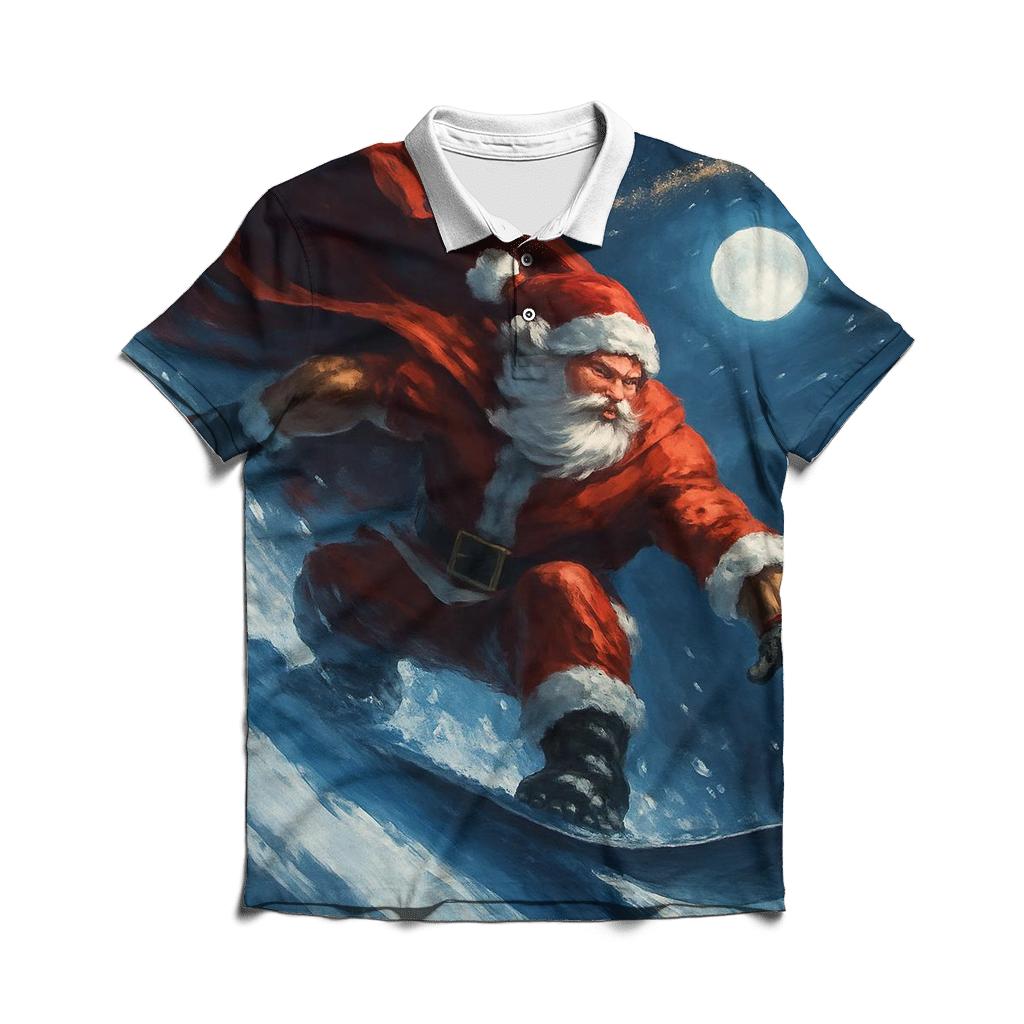 Santa Snowboard Comet Trail branded logo polo shirts