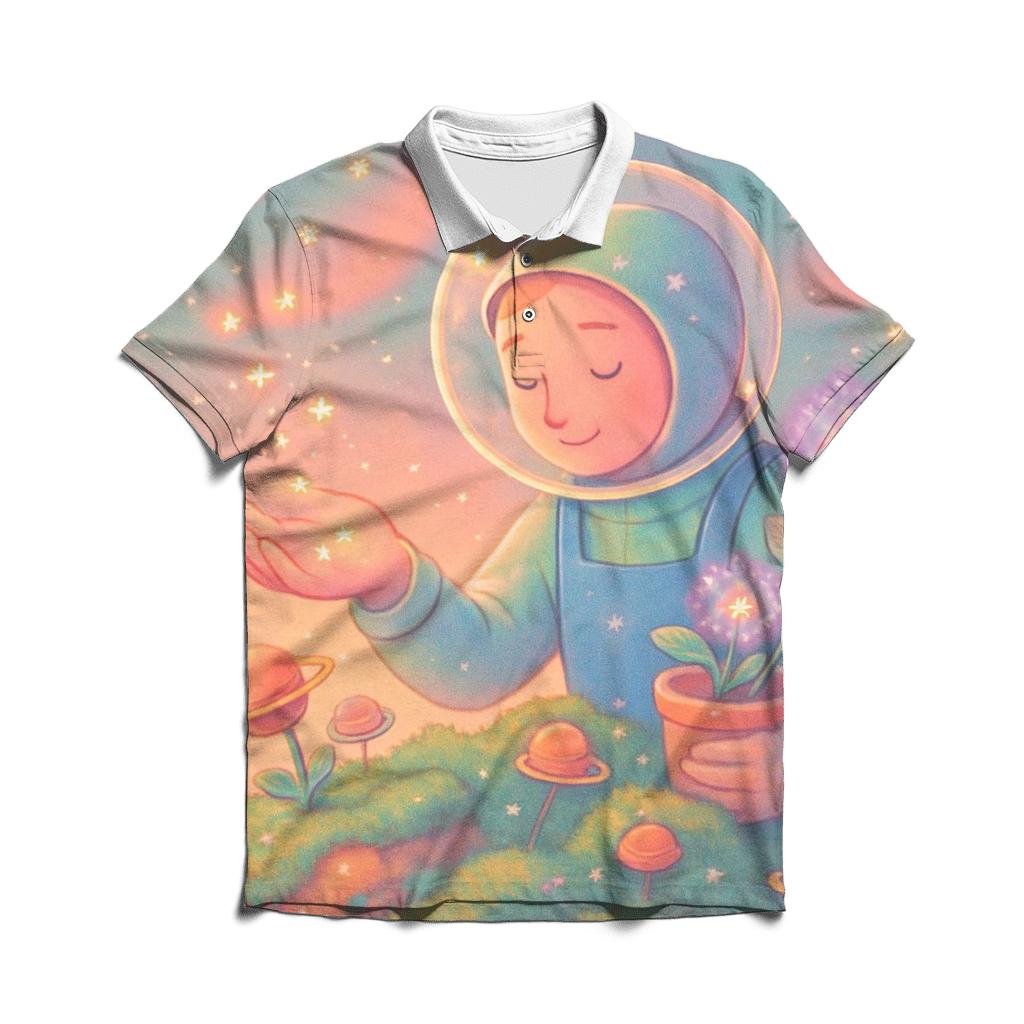 Garden Of Floating Star Seeds embroidered polo tops