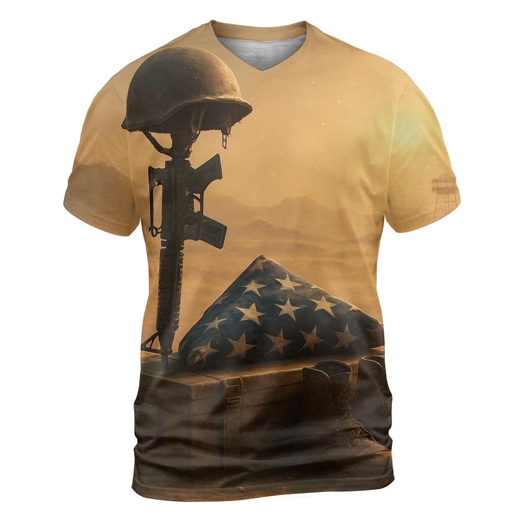 Folded Flag Memorial In Desert Silence creative print fashion shirts