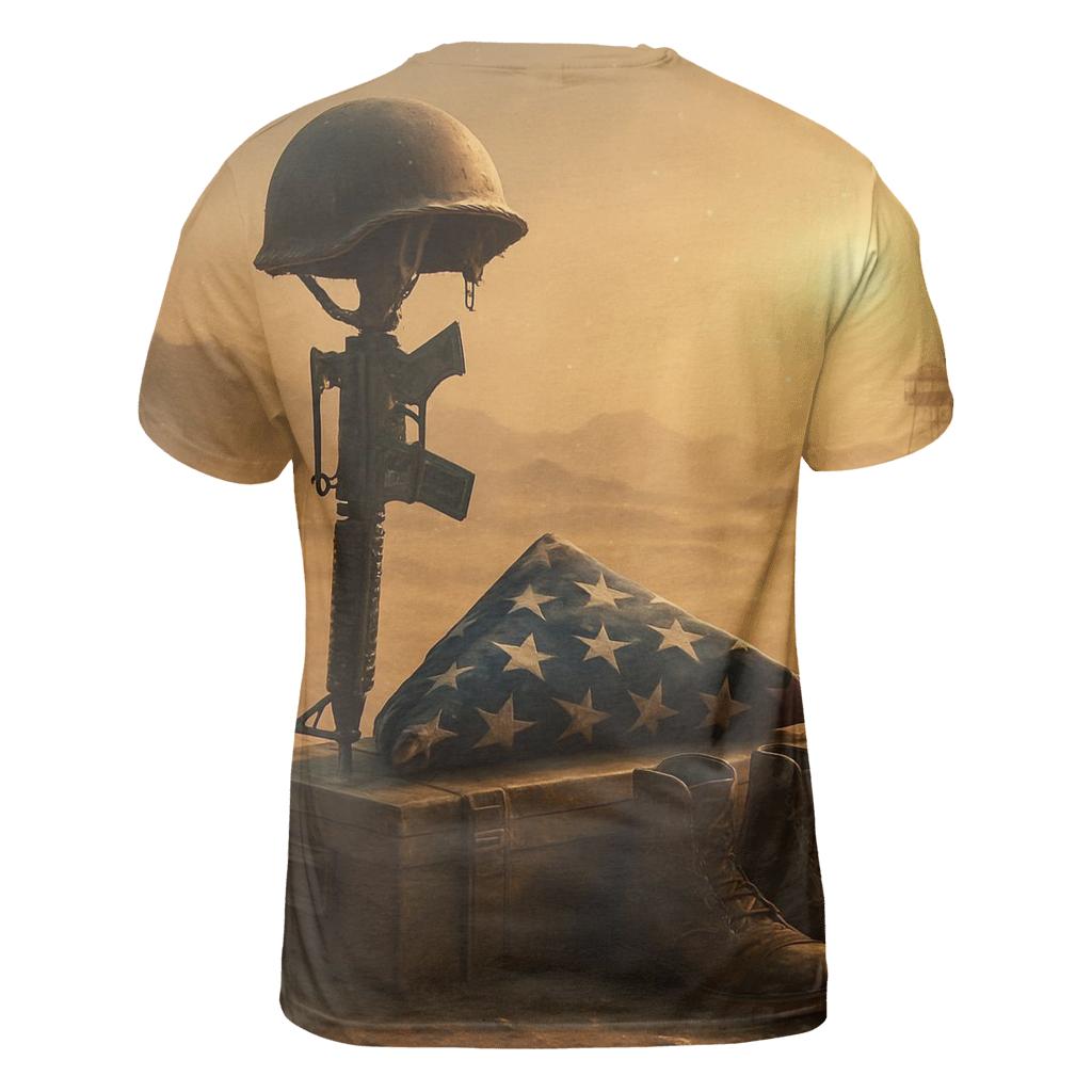 Folded Flag Memorial In Desert Silence creative print fashion shirts