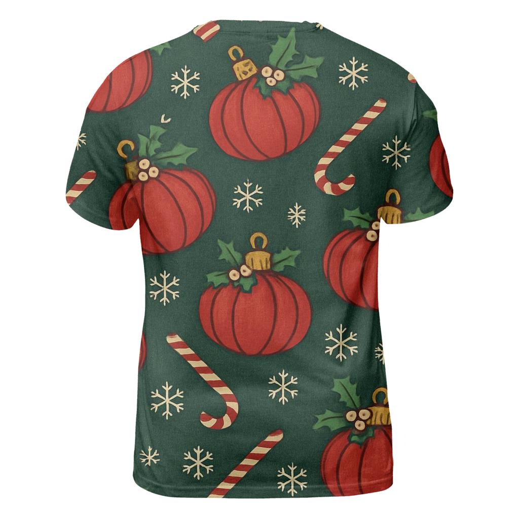 Crimson Pumpkin Ornament Lattice On Midnight Green Background statement graphic shirts