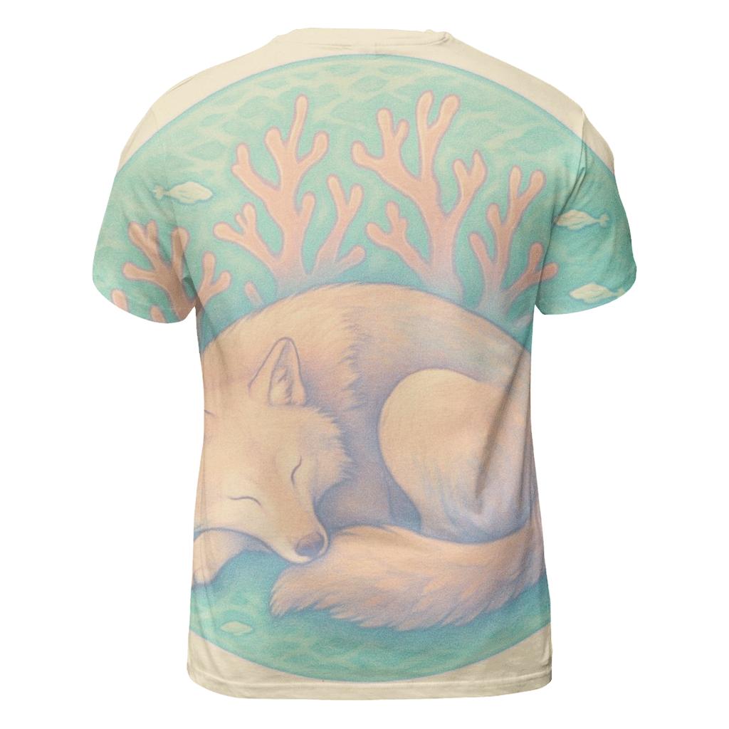 Coral Tide Wolf Dream vibrant all-over design tees