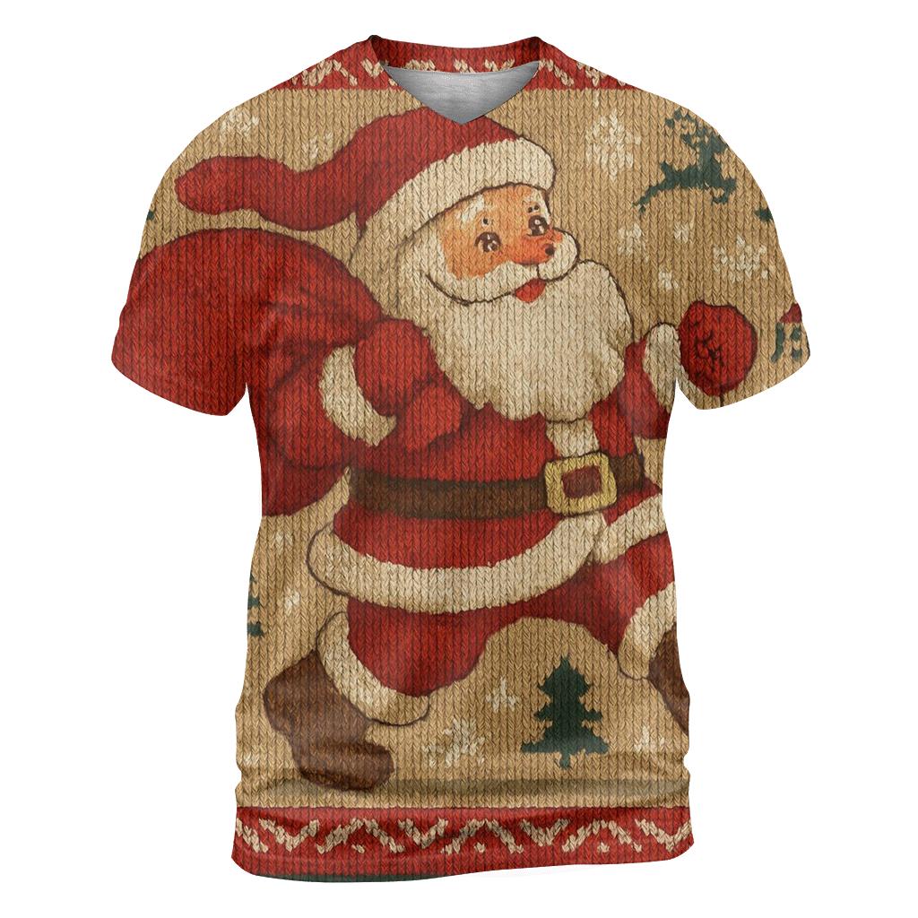 Knitted Pattern North Pole Parade Santa statement graphic shirts