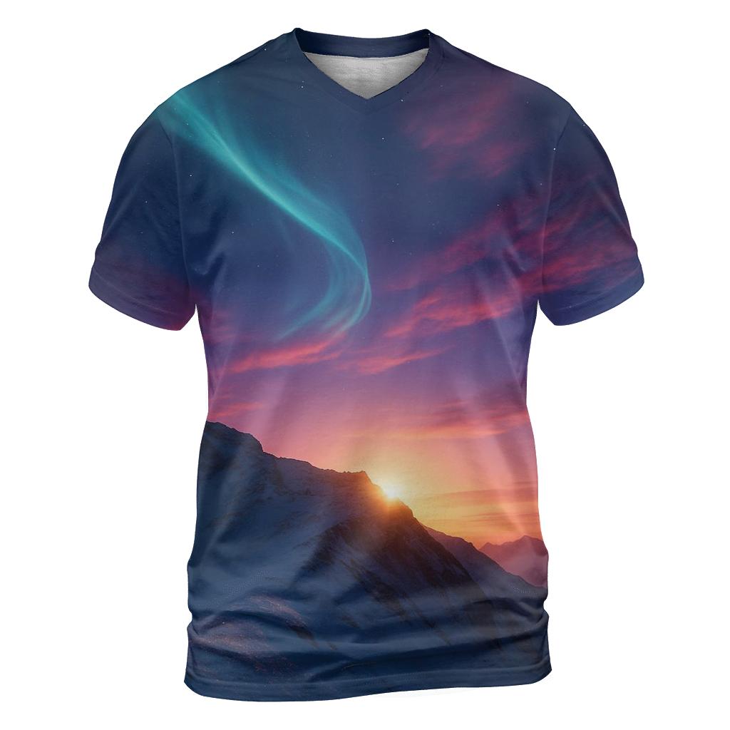 Aurora Sunset Over Snow Ridge custom all-over print shirts