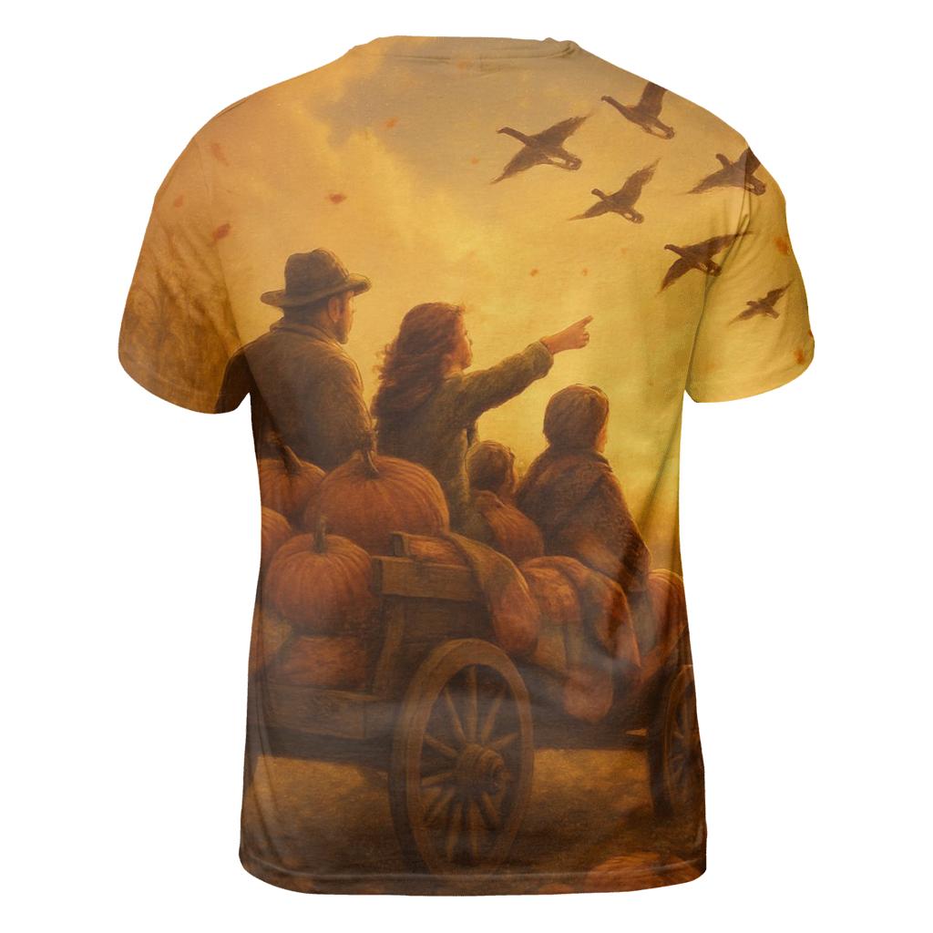 Pumpkin Patch Sunset Wagon Ride artistic all-over print tops