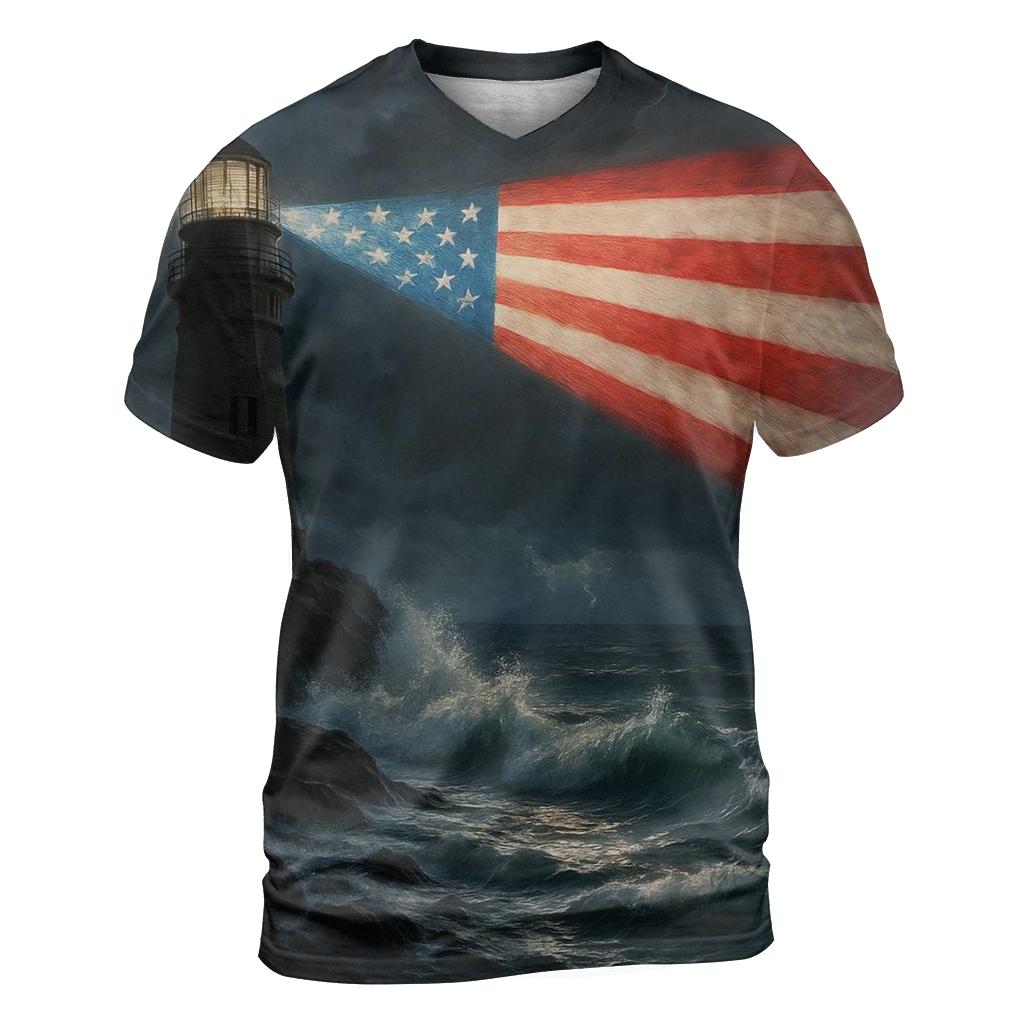 Ocean Rescue Flag Beacon vibrant all-over design tees