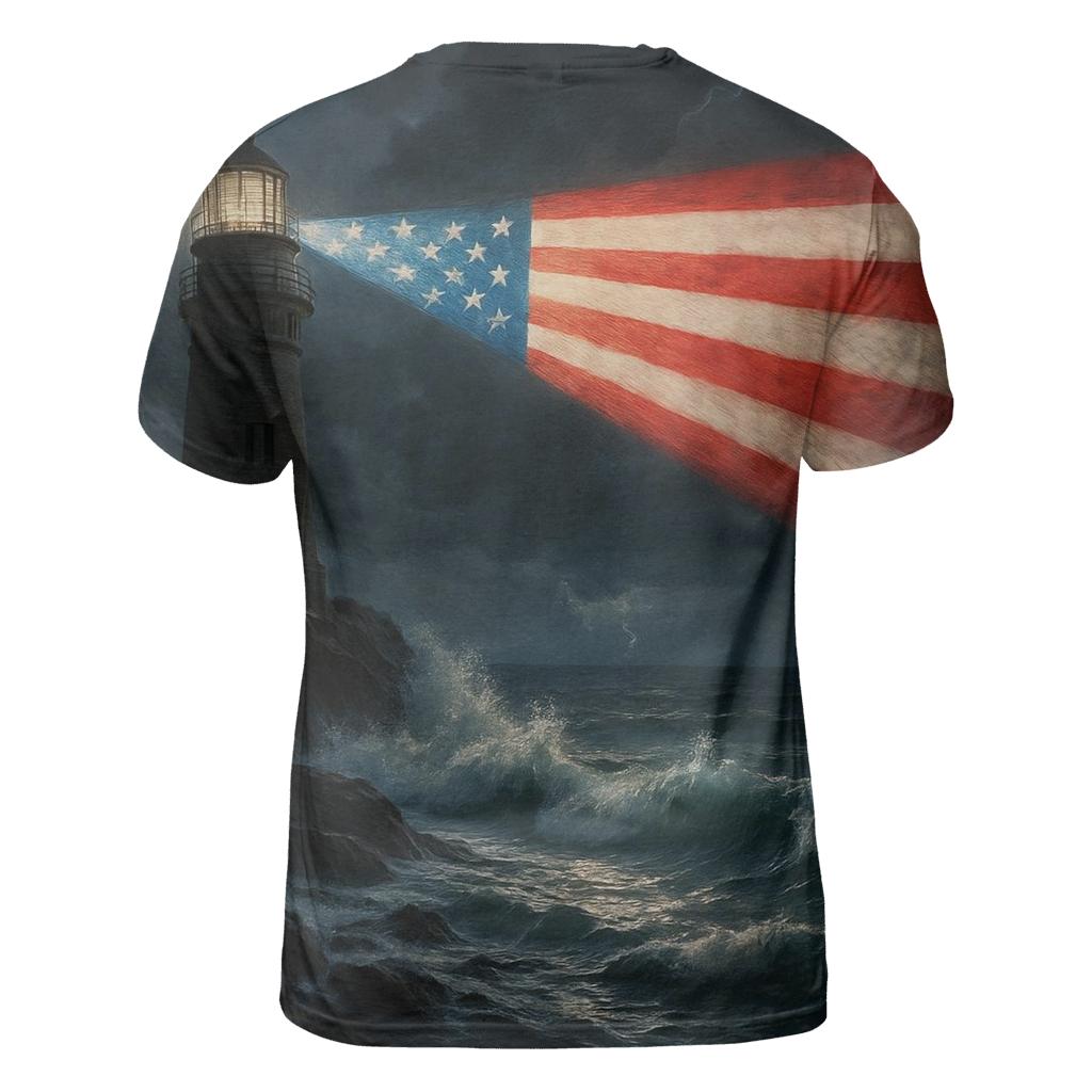 Ocean Rescue Flag Beacon vibrant all-over design tees