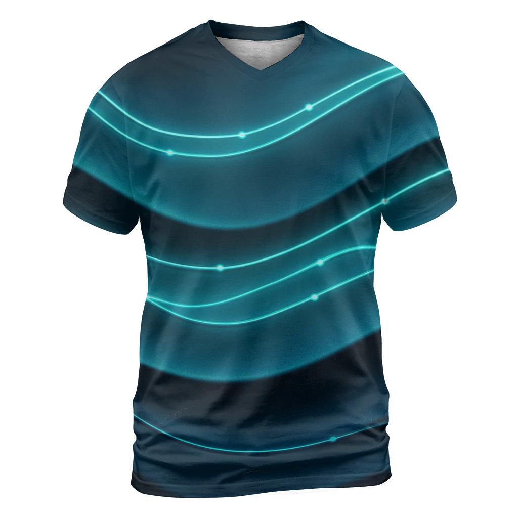 Teal Velvet Wave Circuit creative print fashion shirts