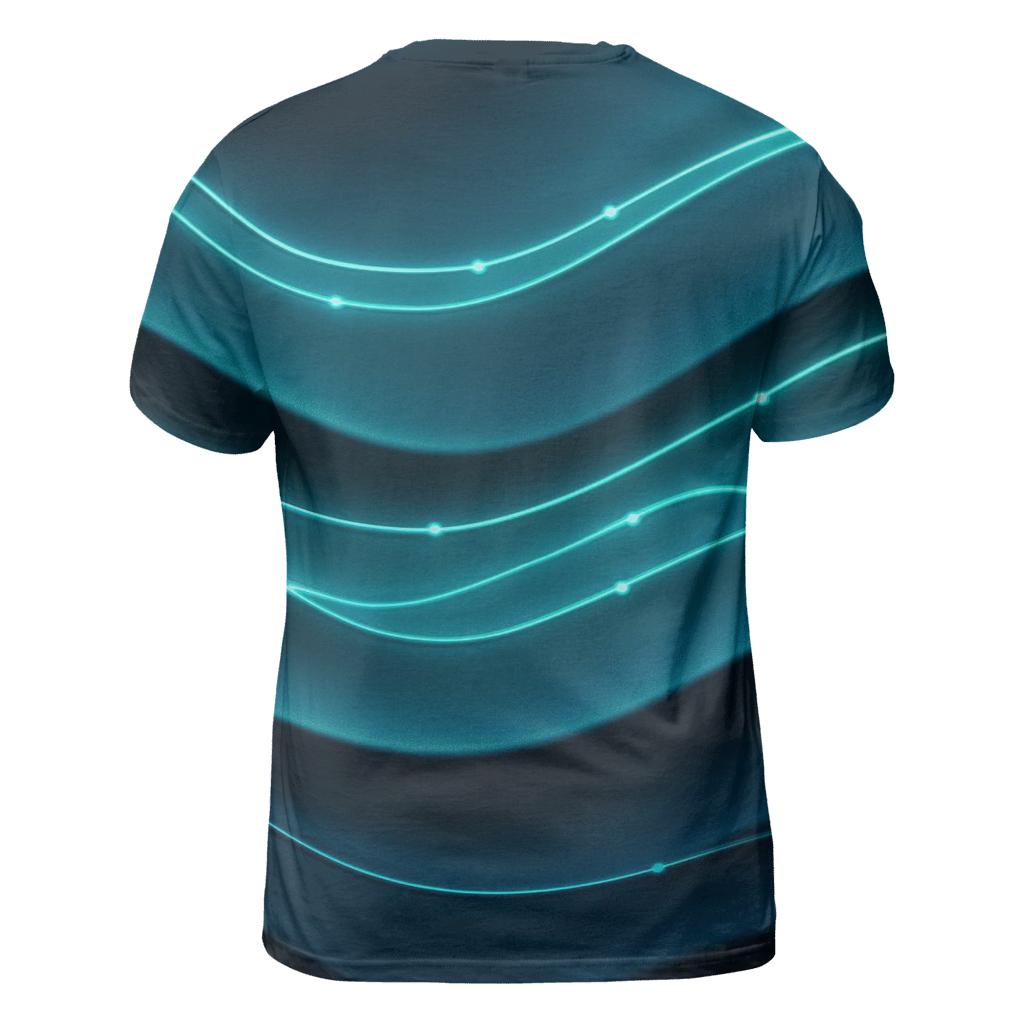 Teal Velvet Wave Circuit creative print fashion shirts