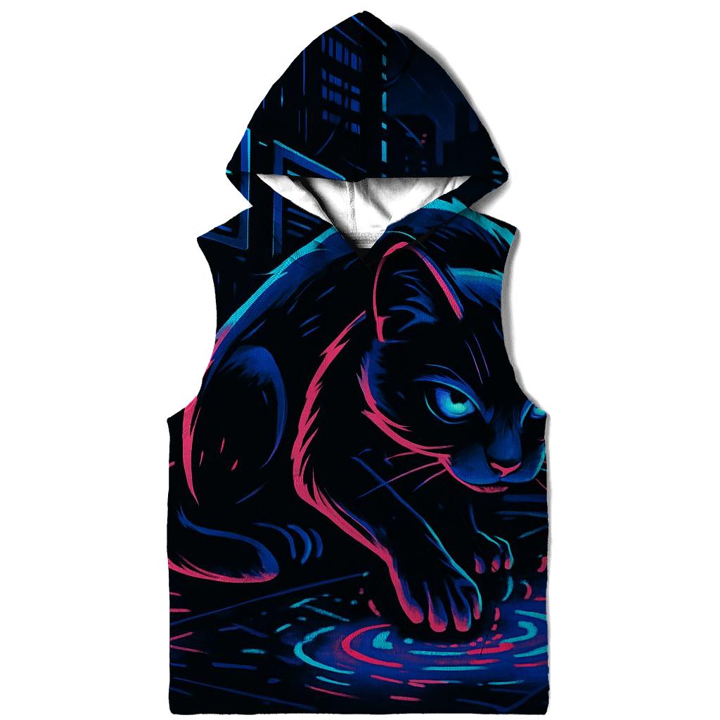 Neon Alley Circuit Cat designer hoodies