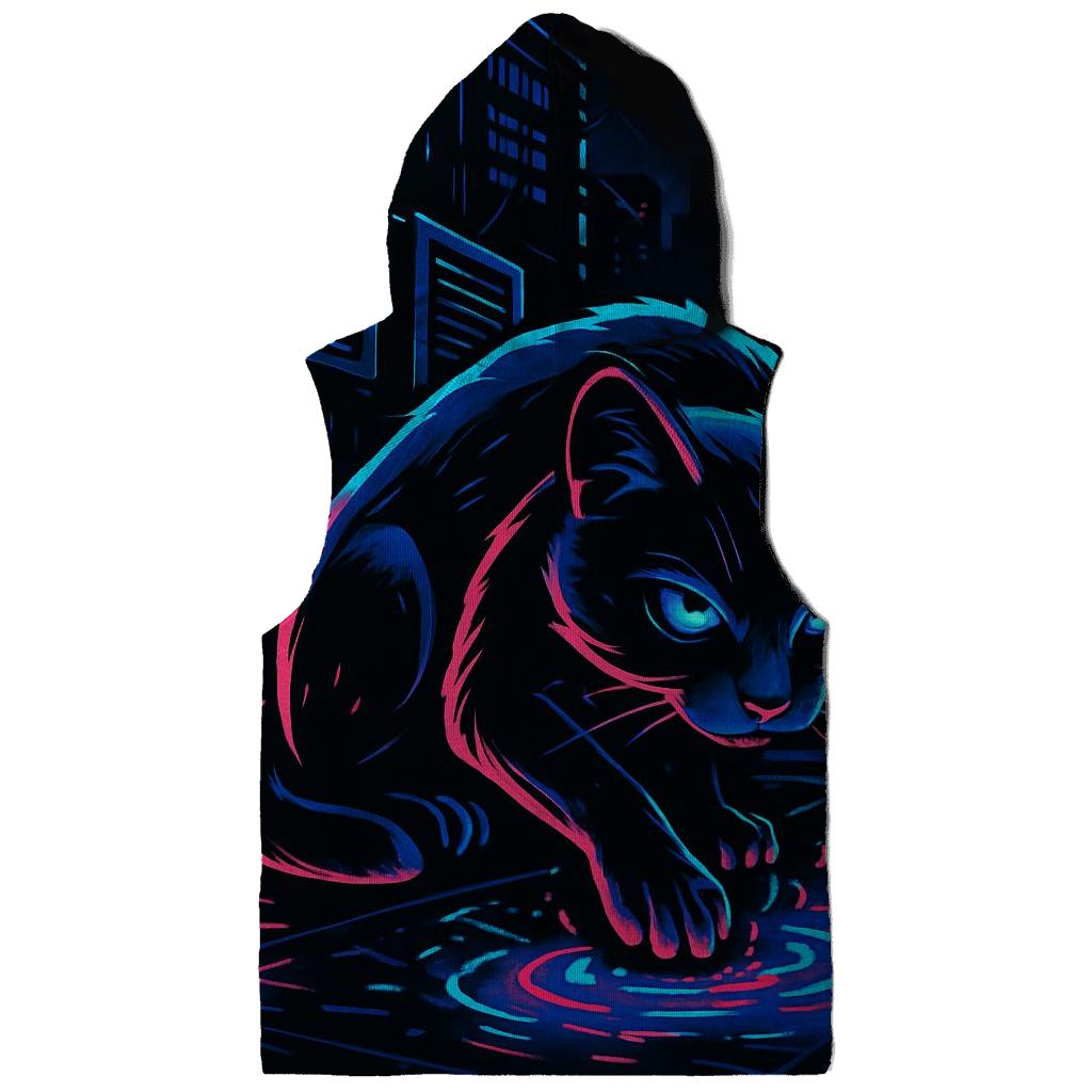 Neon Alley Circuit Cat designer hoodies