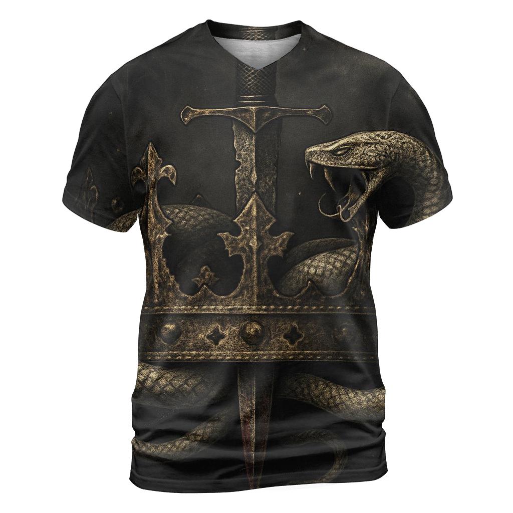 Crown Of Decay And Serpent Steel artistic all-over print tops