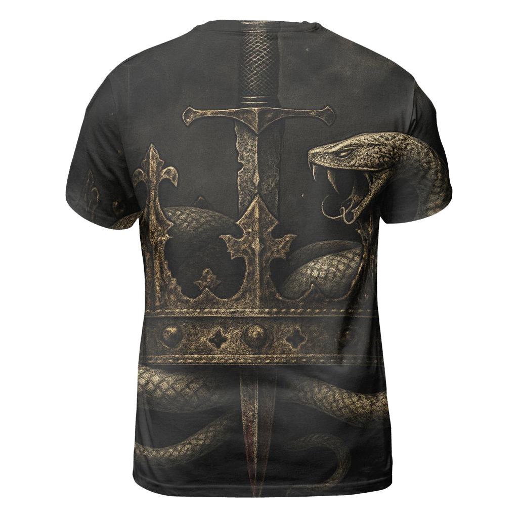 Crown Of Decay And Serpent Steel artistic all-over print tops