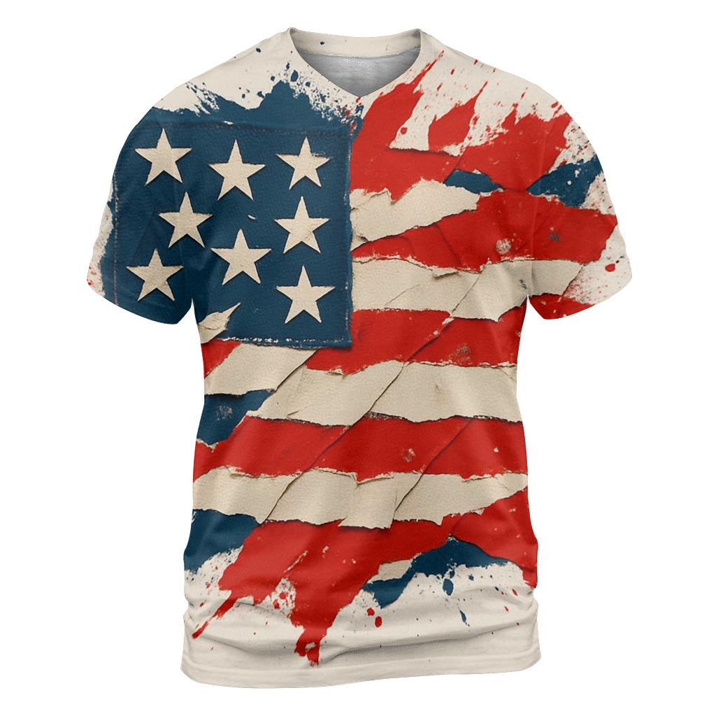 Abstract Patchwork Patriot Collage trendy printed shirt styles
