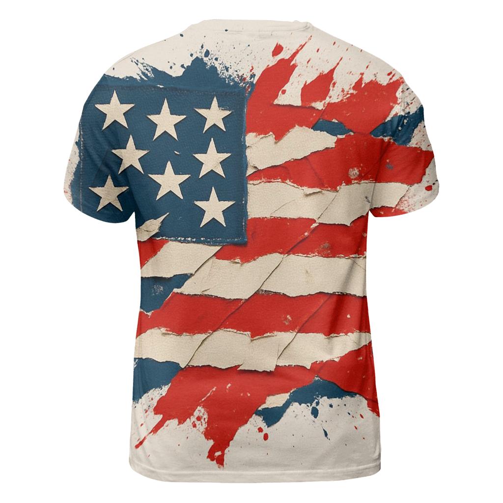 Abstract Patchwork Patriot Collage trendy printed shirt styles