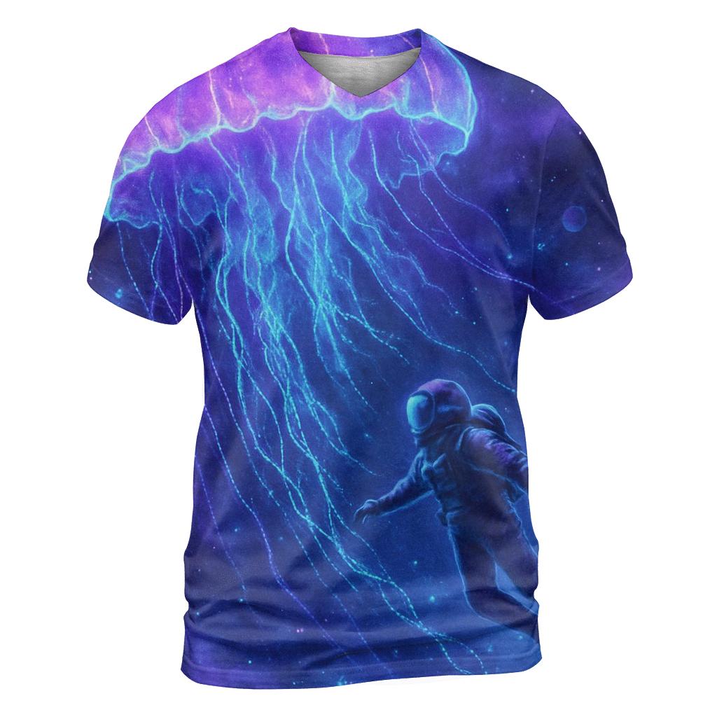 Neon Jellyfish Nebula Drift trendy printed shirt styles