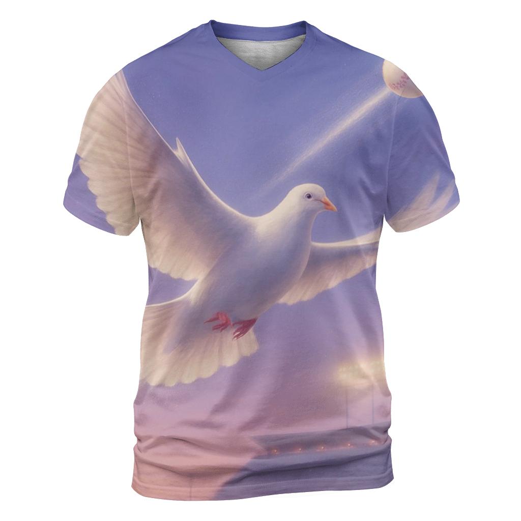 Dove And Fastball Dawn Arc vibrant all-over design tees