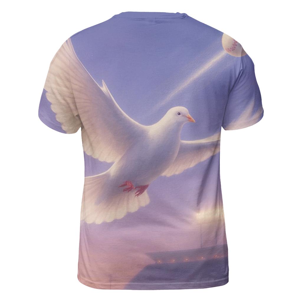 Dove And Fastball Dawn Arc vibrant all-over design tees