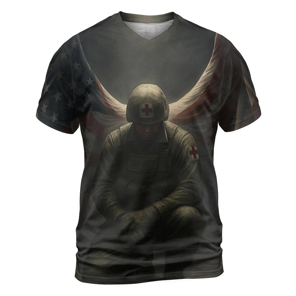 Guardian Angel Wings In Flag Fabric artistic all-over print tops