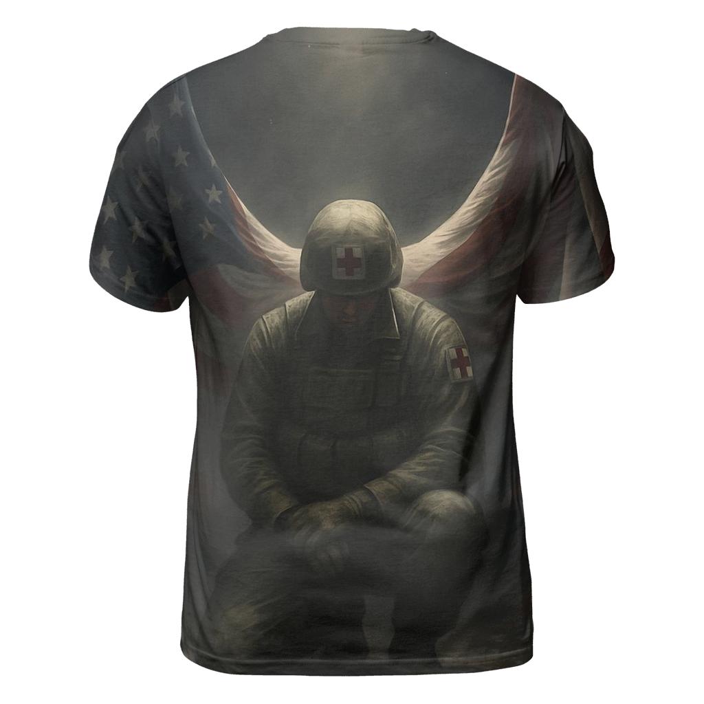 Guardian Angel Wings In Flag Fabric artistic all-over print tops