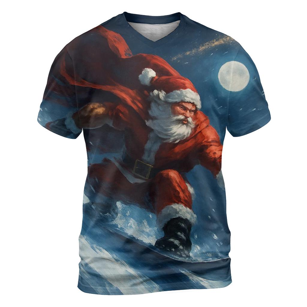 Santa Snowboard Comet Trail personalized full print shirts
