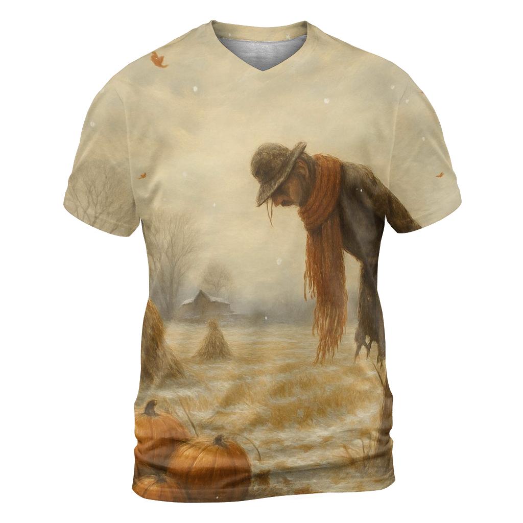 First Snow Over Late Harvest Fields unique graphic print tees