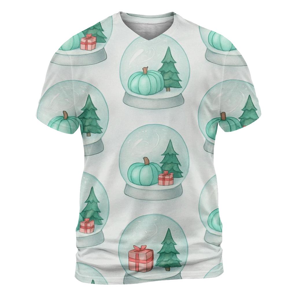 Mint Snow Globe Pumpkins On Light Gray Background custom all-over print shirts