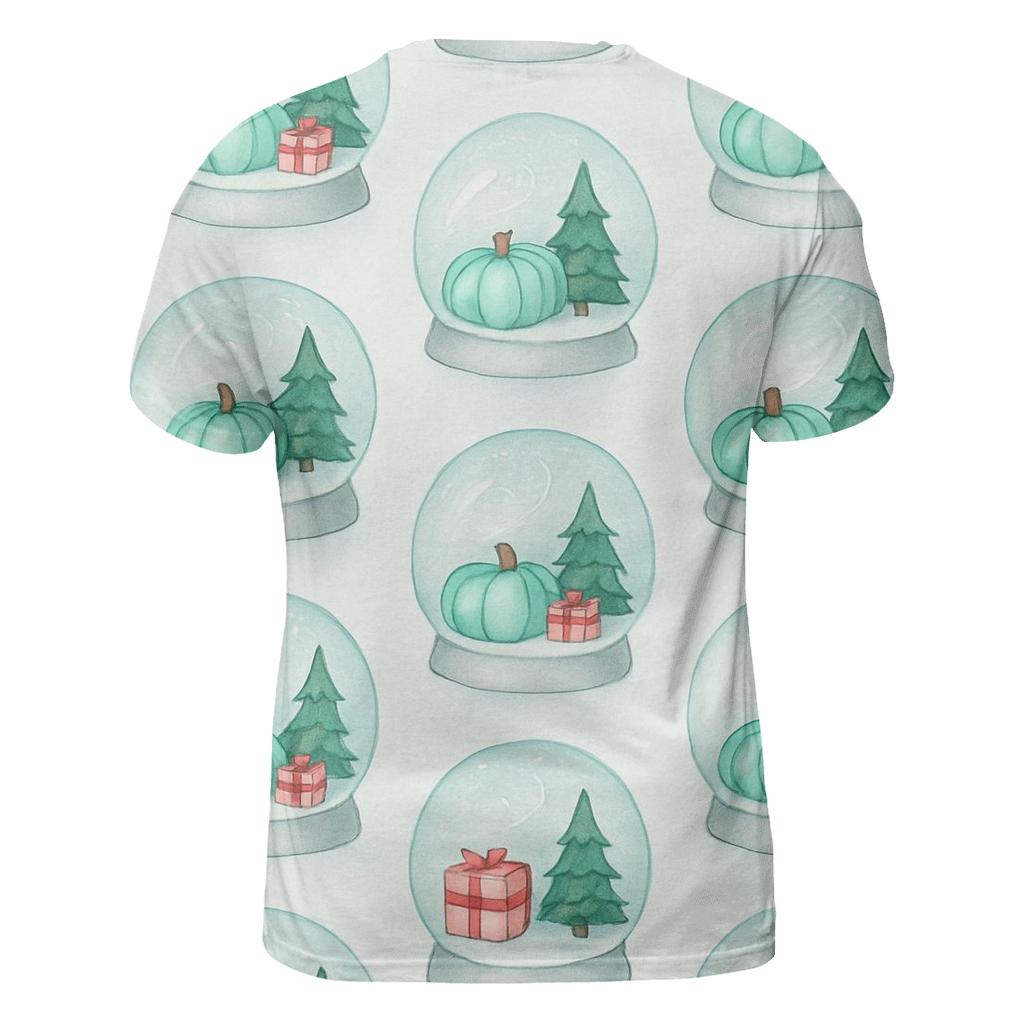 Mint Snow Globe Pumpkins On Light Gray Background custom all-over print shirts