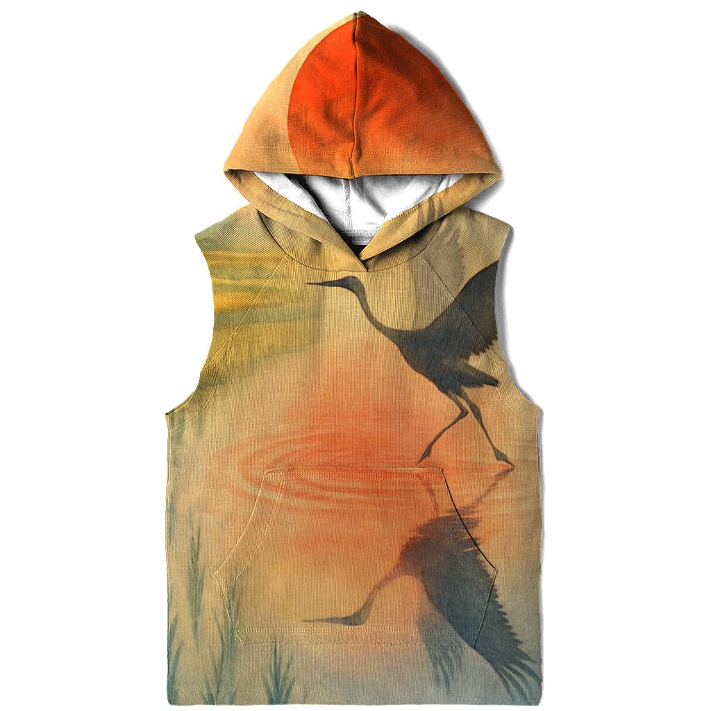 Japan Watercolor Crane Sun lightweight hoodies