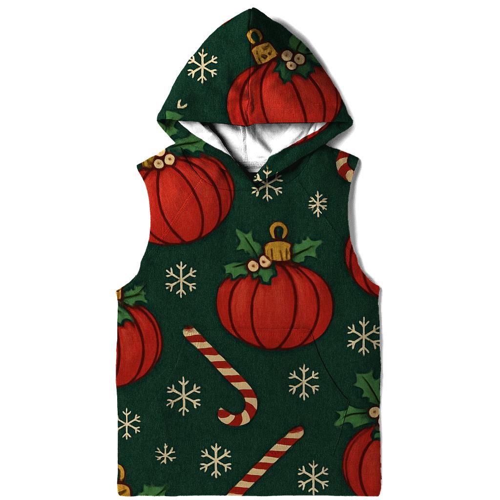 Crimson Pumpkin Ornament Lattice On Midnight Green Background premium hoodies