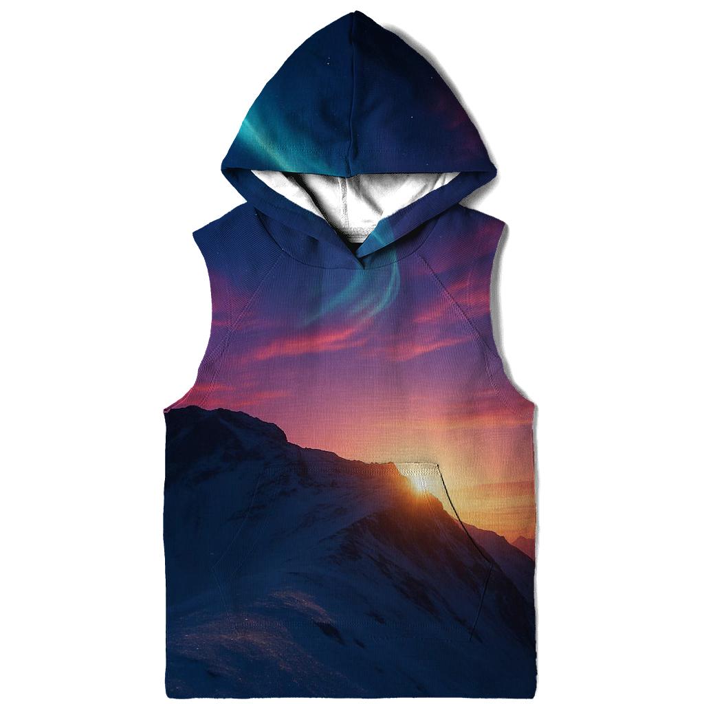 Aurora Sunset Over Snow Ridge embroidered hoodies