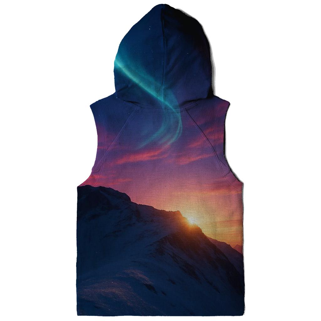 Aurora Sunset Over Snow Ridge embroidered hoodies