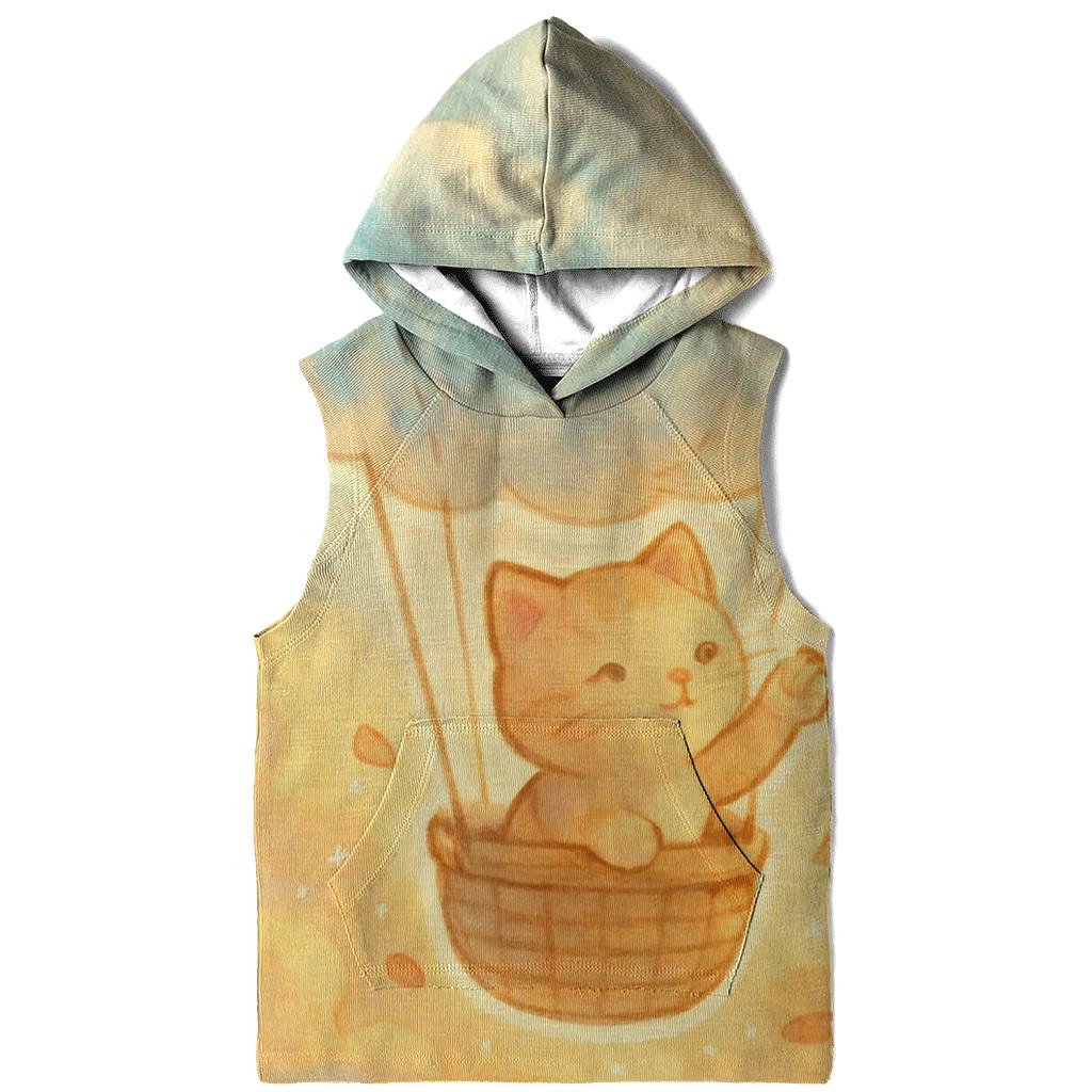 Sunrise Balloon Basket Kitten embroidered hoodies