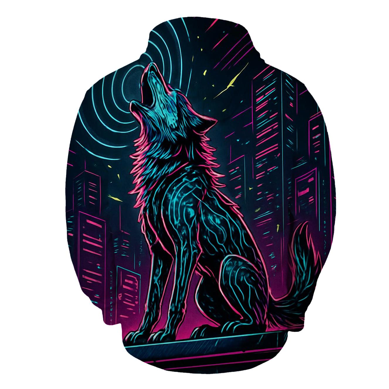 Neon Circuit Howl Alpha premium hoodies