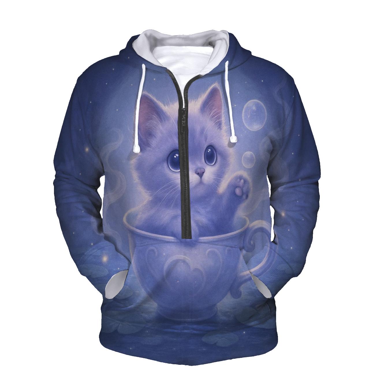 Moonlit Teacup Kitten Drift pullover hoodies