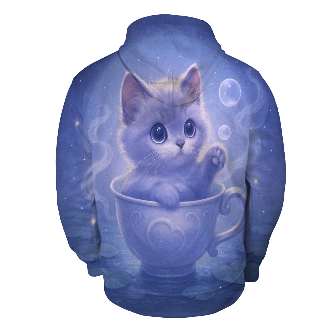 Moonlit Teacup Kitten Drift pullover hoodies