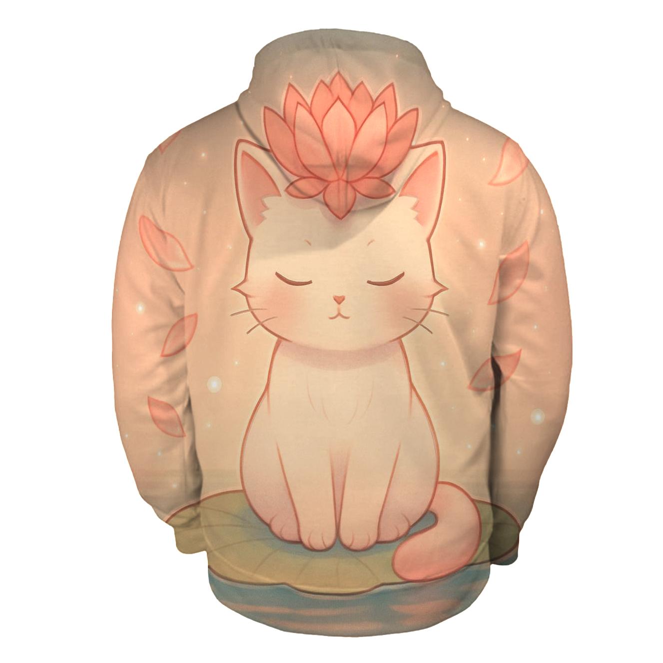 Floating Lotus Crown Cat lightweight hoodies