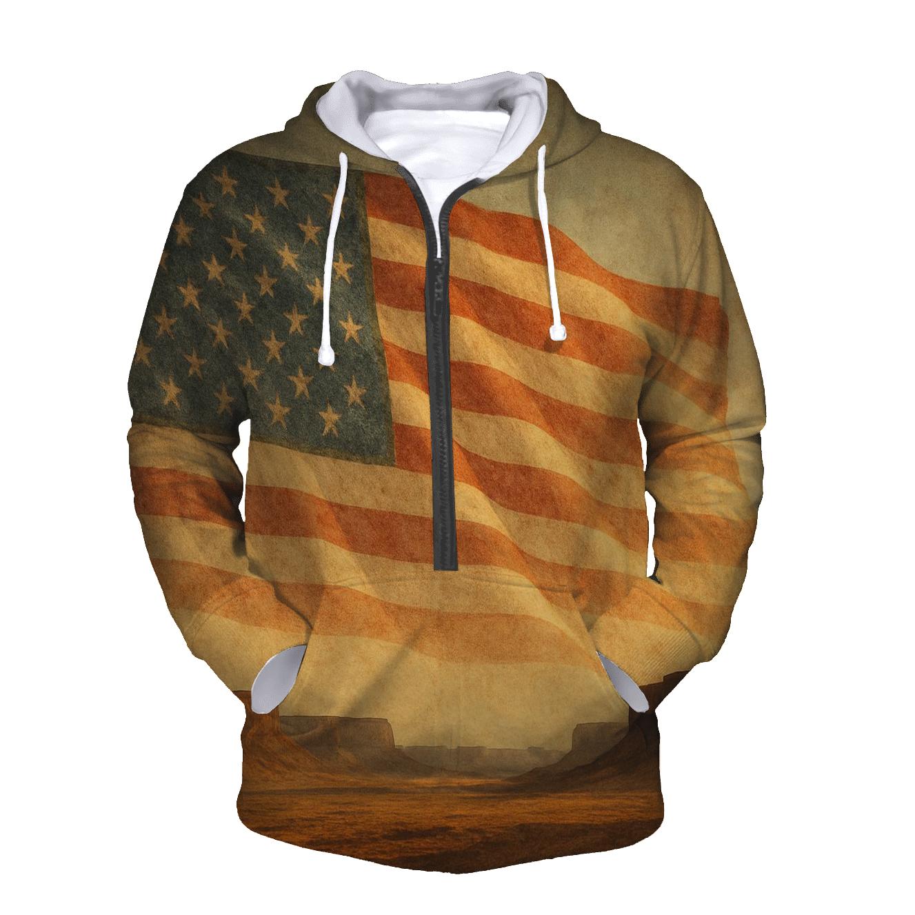 Vintage Frontier Flag Horizon premium hoodies