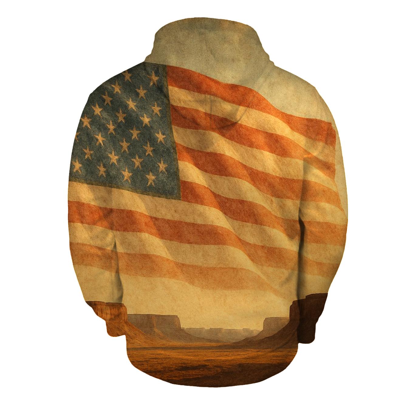 Vintage Frontier Flag Horizon premium hoodies