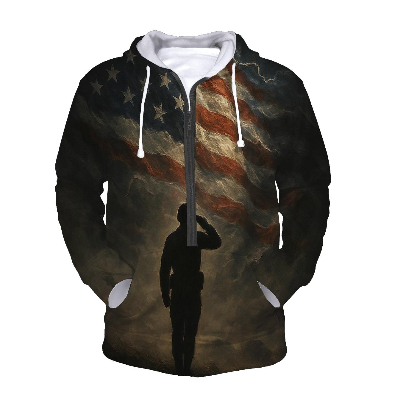 Liberty Vigil Under Stormlit Stripes lightweight hoodies