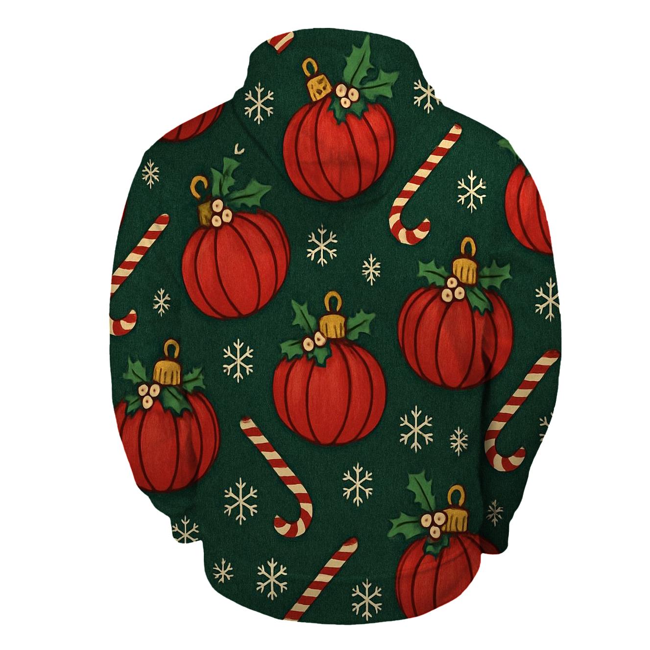 Crimson Pumpkin Ornament Lattice On Midnight Green Background embroidered hoodies