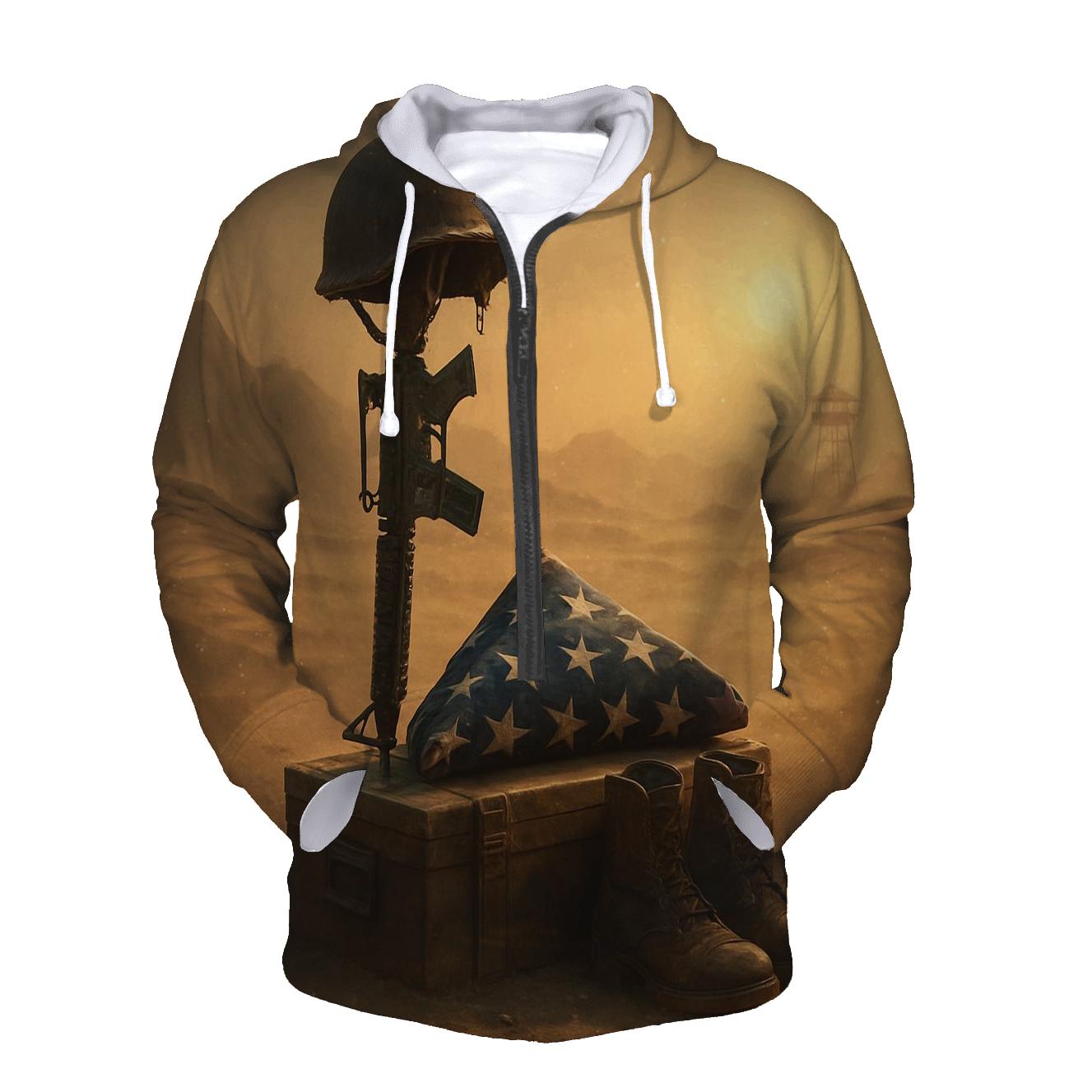 Folded Flag Memorial In Desert Silence designer hoodies