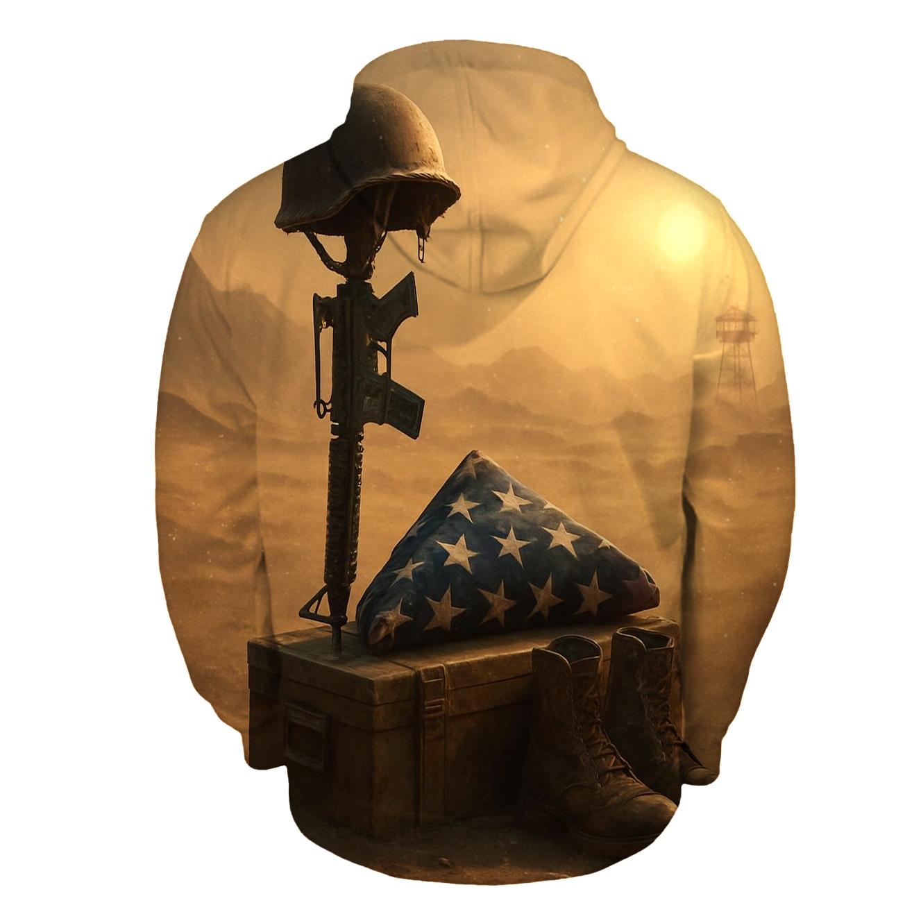 Folded Flag Memorial In Desert Silence designer hoodies