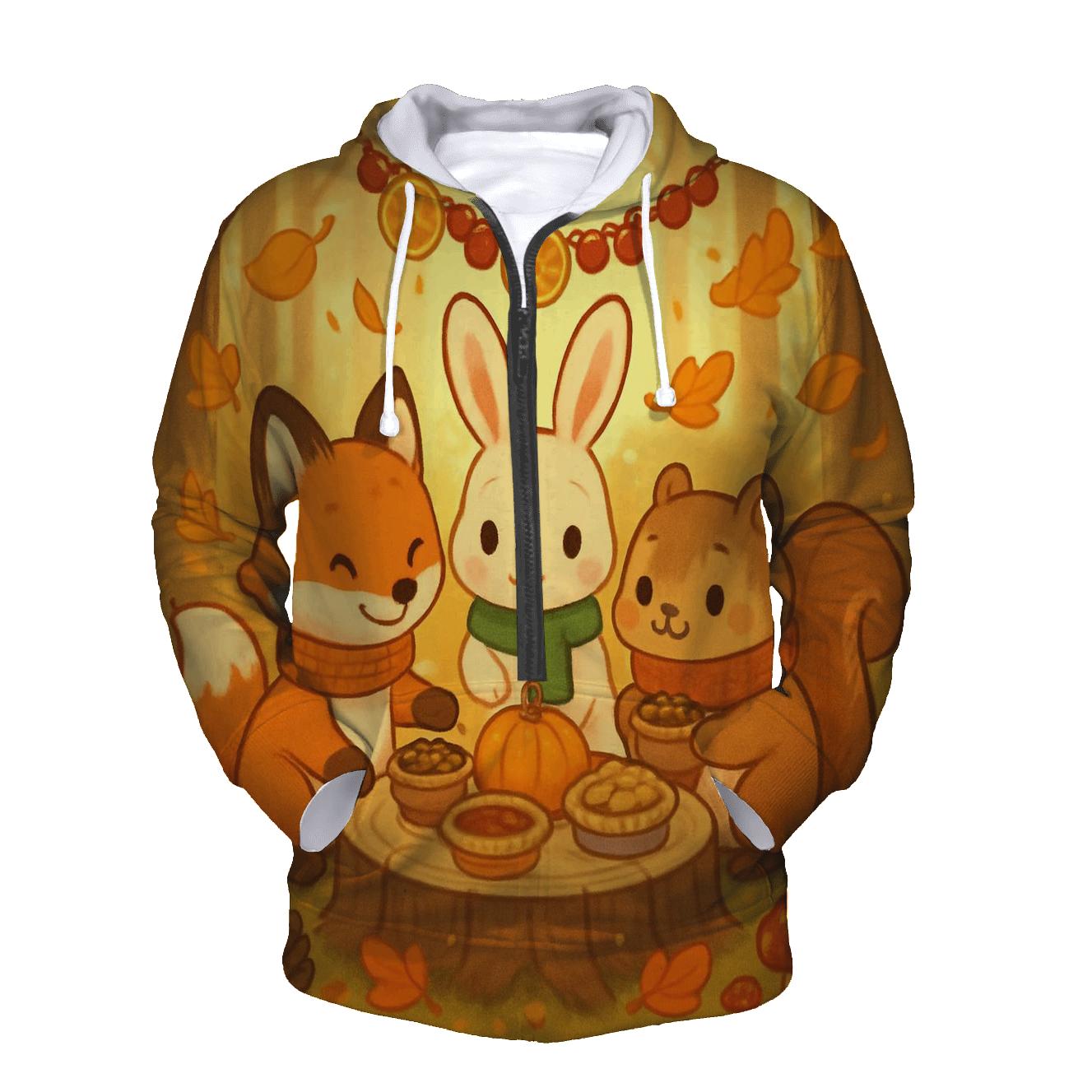 Woodland Animals Harvest Banquet pullover hoodies