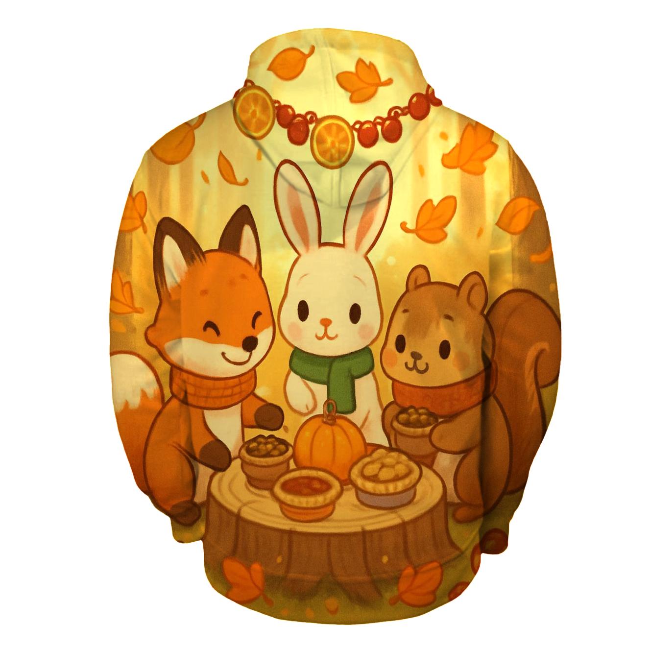 Woodland Animals Harvest Banquet pullover hoodies