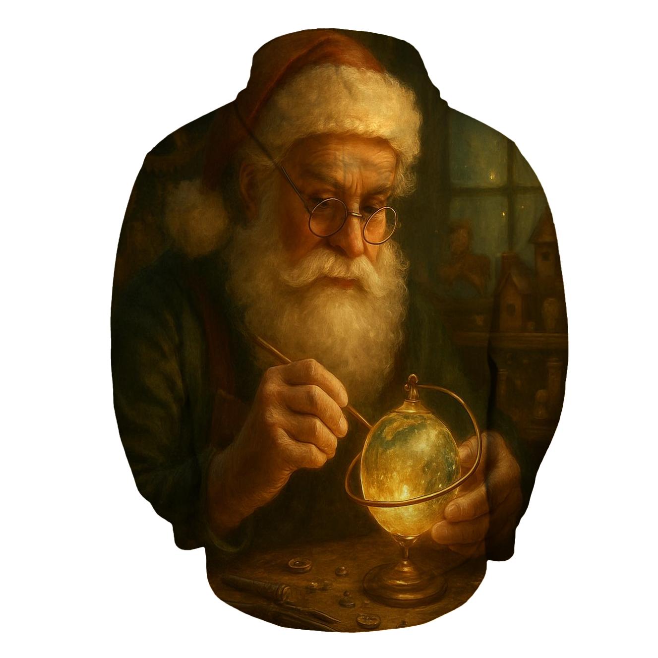 Starlit Workshop Clockmaker Santa embroidered hoodies