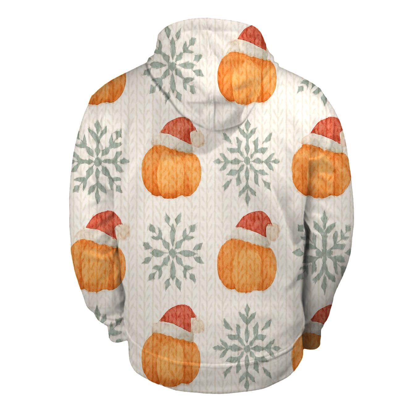 Ivory Knit Pumpkin Snowflake Grid On White Background heavyweight hoodies