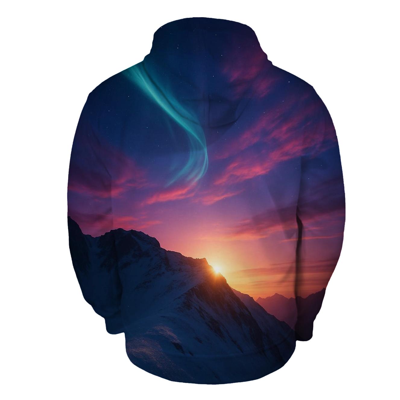 Aurora Sunset Over Snow Ridge heavyweight hoodies