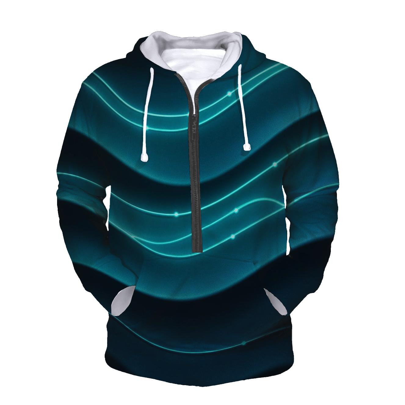 Teal Velvet Wave Circuit premium hoodies